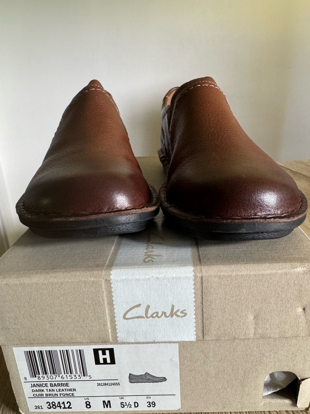 Clarks Women’s Chestnut Janice Barrie Slip-On Leather Loafers Size 8 - Picture 3 of 5